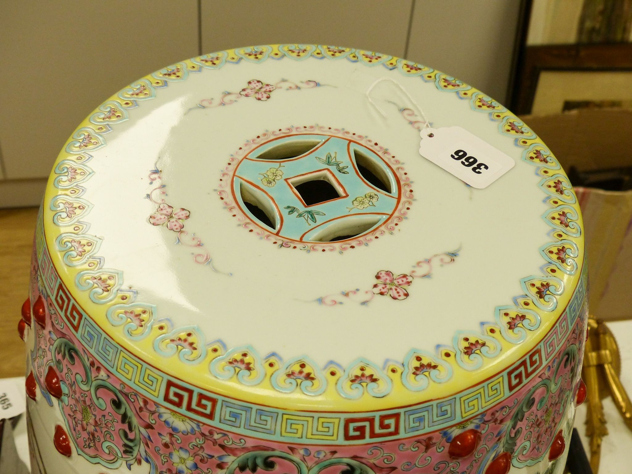 A Chinese famille rose garden seat, 49 cm high